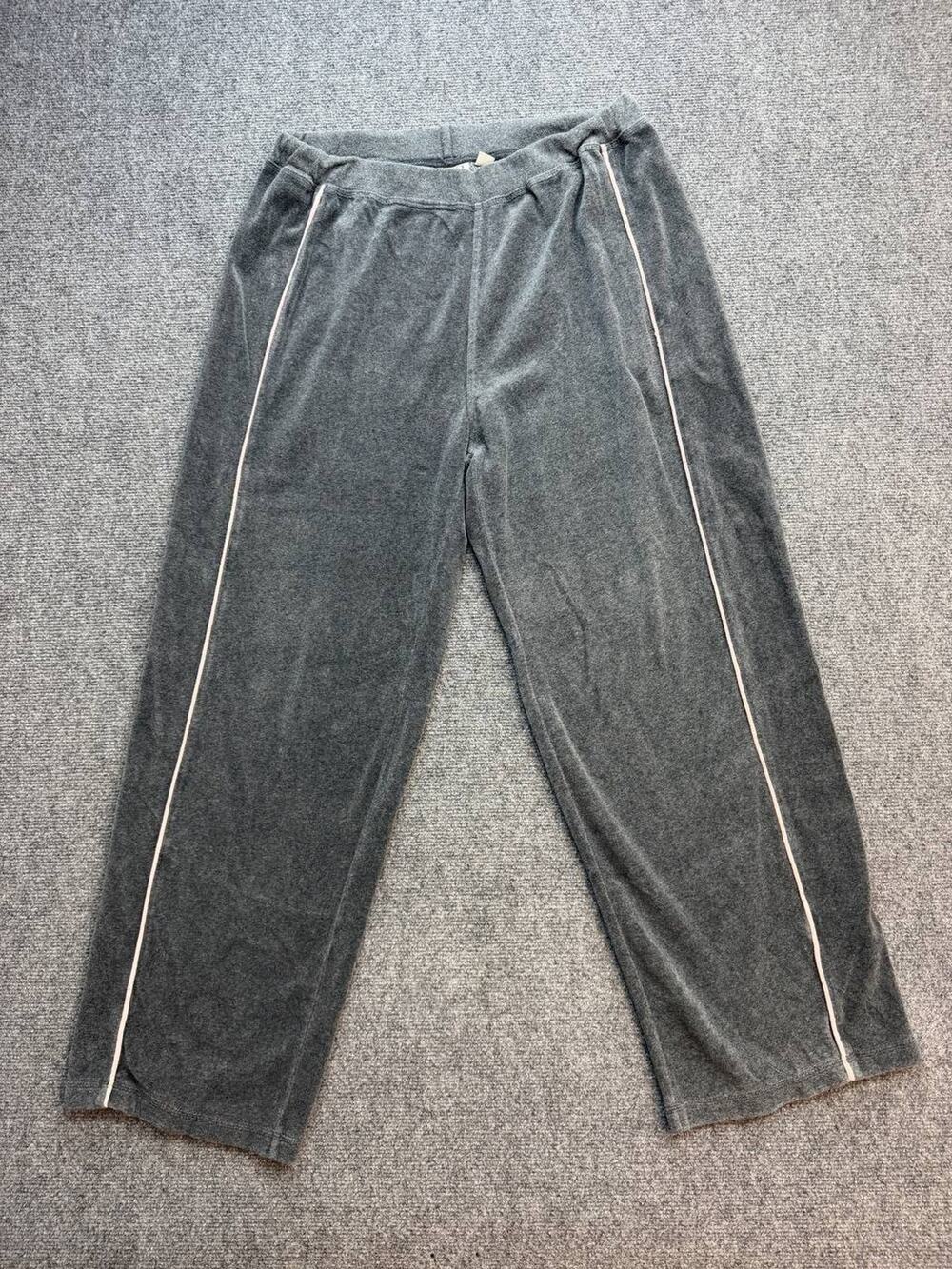 Y2K Cato Woman 14/16W Gray Velour Track Pants Wide Leg Plus Lounge